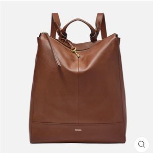 Fossil Brown Leather Backpack